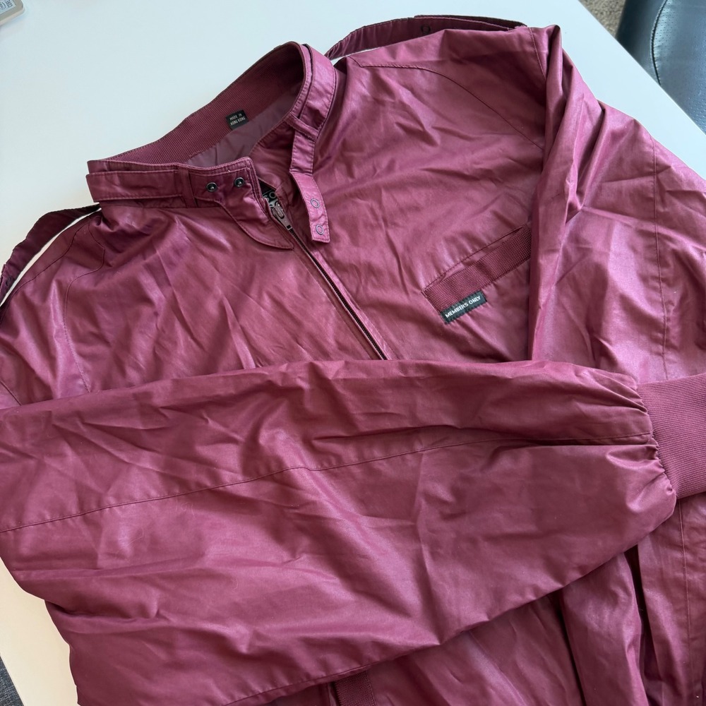 Members Only Bomber Jacket Classic Racer Burgundy Maroon Mens Size XXLT Vintage